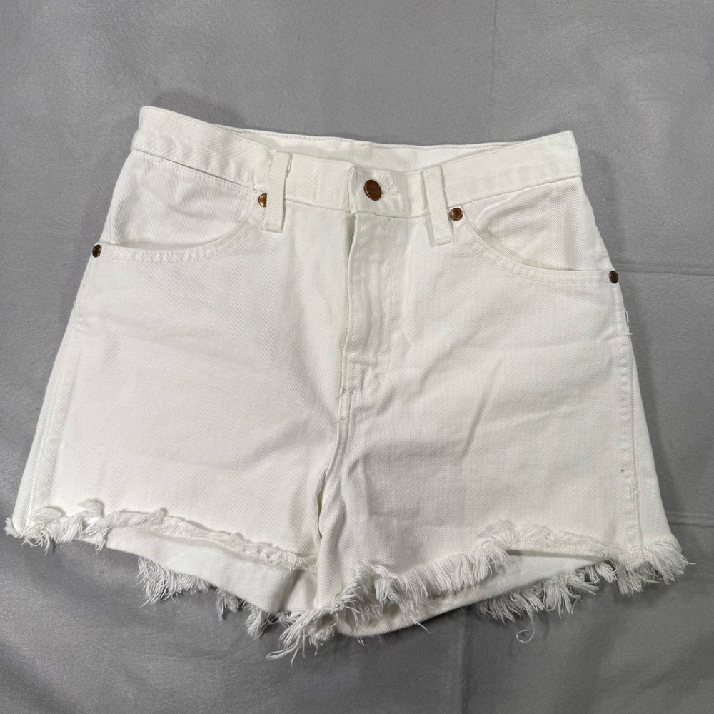 Wrangler White Frayed Jean Shorts
